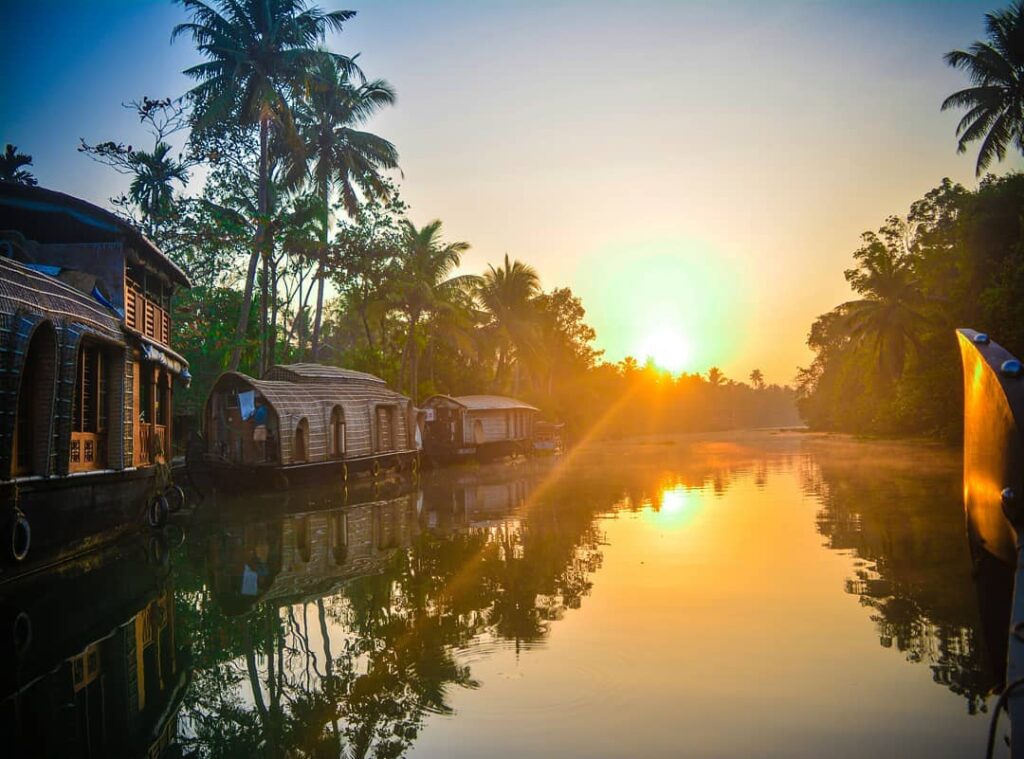 Sunrise view from the Backwaters of Kerala